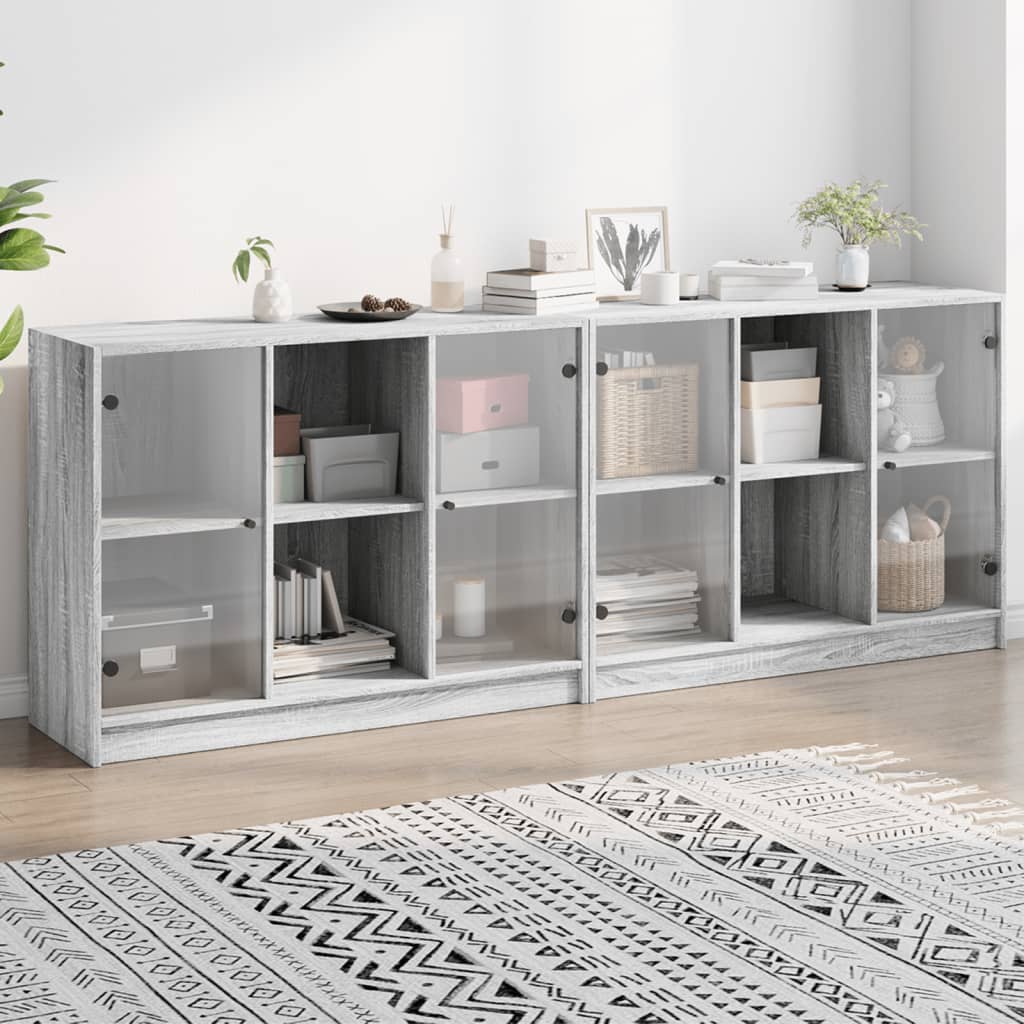 Bookcase With Doors 204X37X75 Cm Engineered Wood