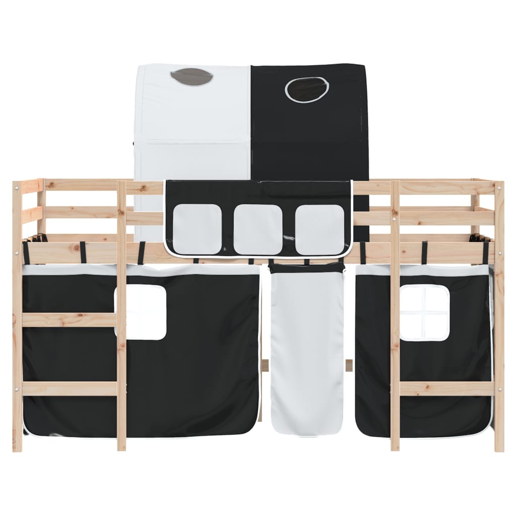 Kids' Loft Bed With Tunnel Without Mattress White&Black 80X200Cm