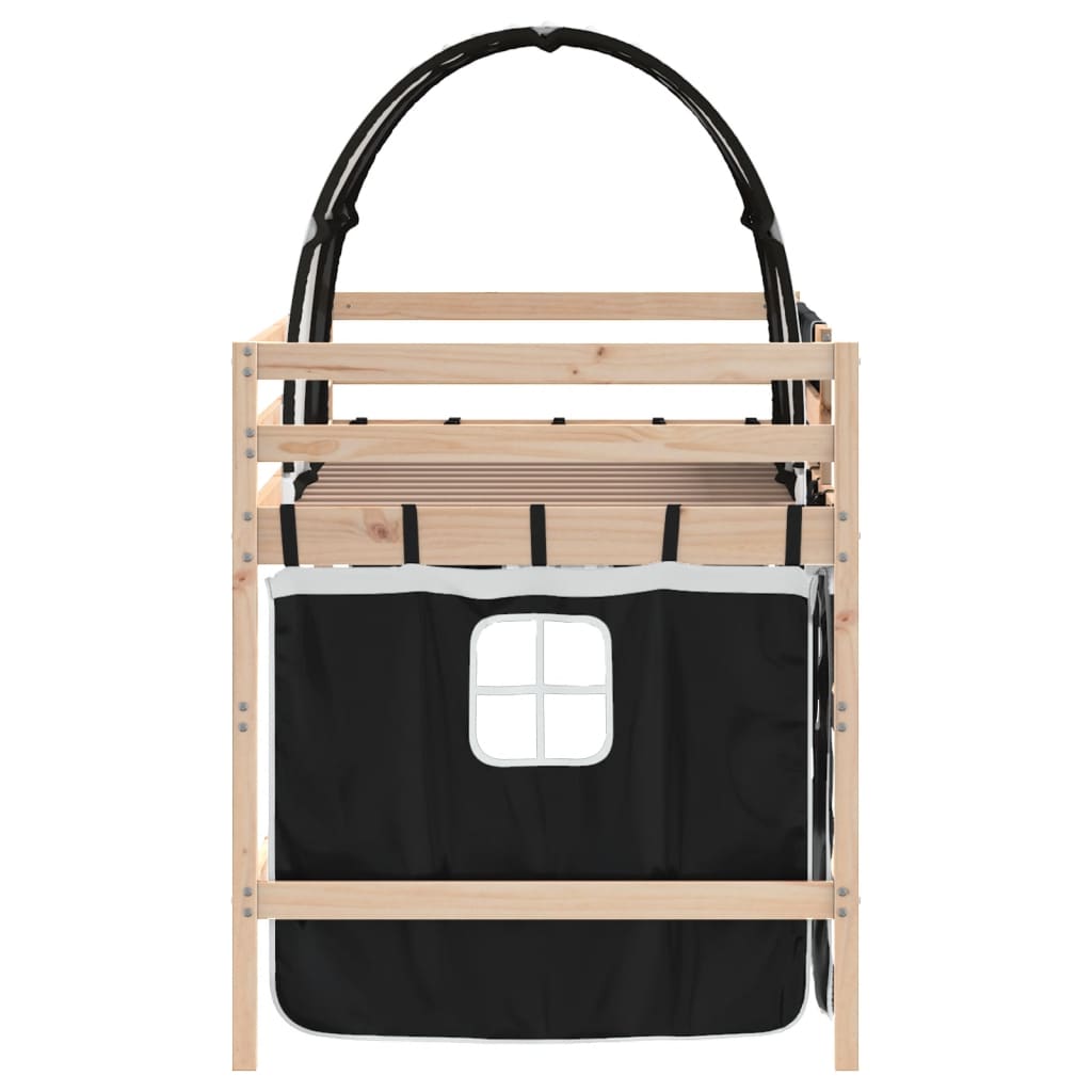 Kids' Loft Bed With Tunnel Without Mattress White&Black 80X200Cm