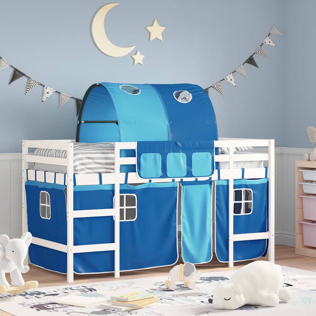 Kids' Loft Bed With Tunnel Without Mattress White&Black 80X200Cm