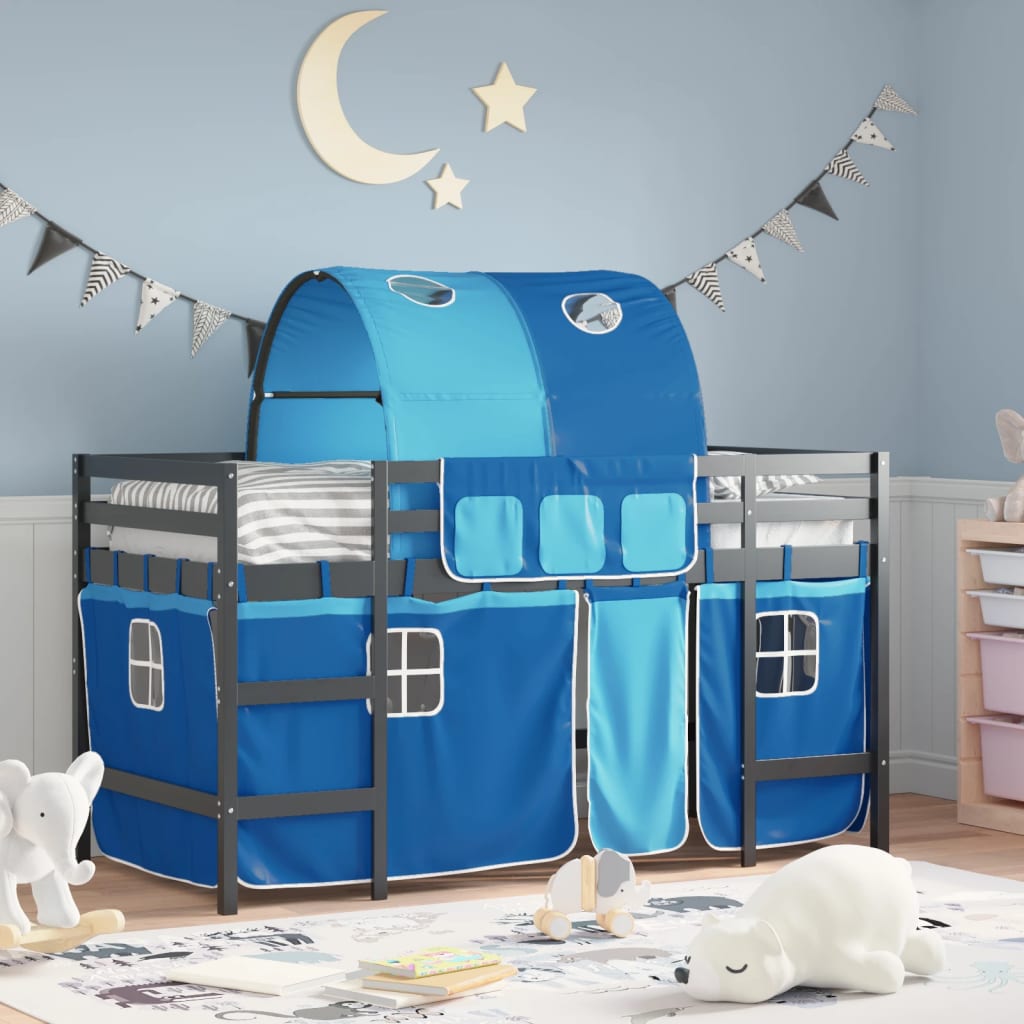 Kids' Loft Bed With Tunnel Without Mattress White&Black 80X200Cm