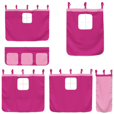 Kids' Loft Bed With Curtains Without Mattress Pink