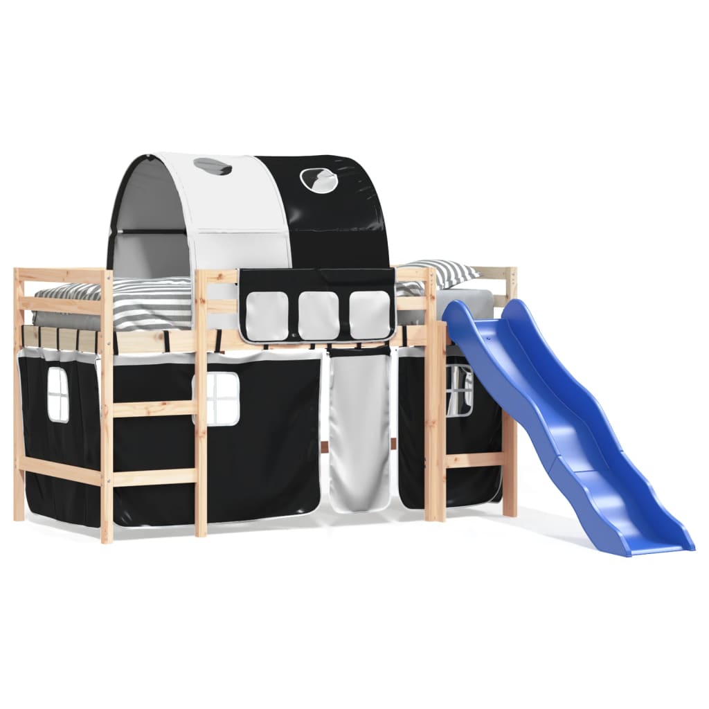Kids' Loft Bed With Tunnel Without Mattress White&Black 80X200Cm