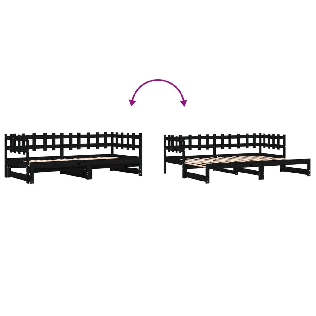 Pull-Out Day Bed Without Mattress 2X(80X200) Cm Solid Wood