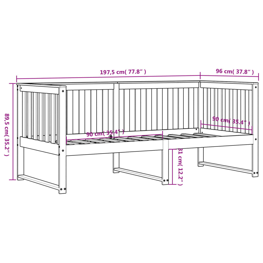 Day Bed Without Mattress Single Solid Wood Pine
