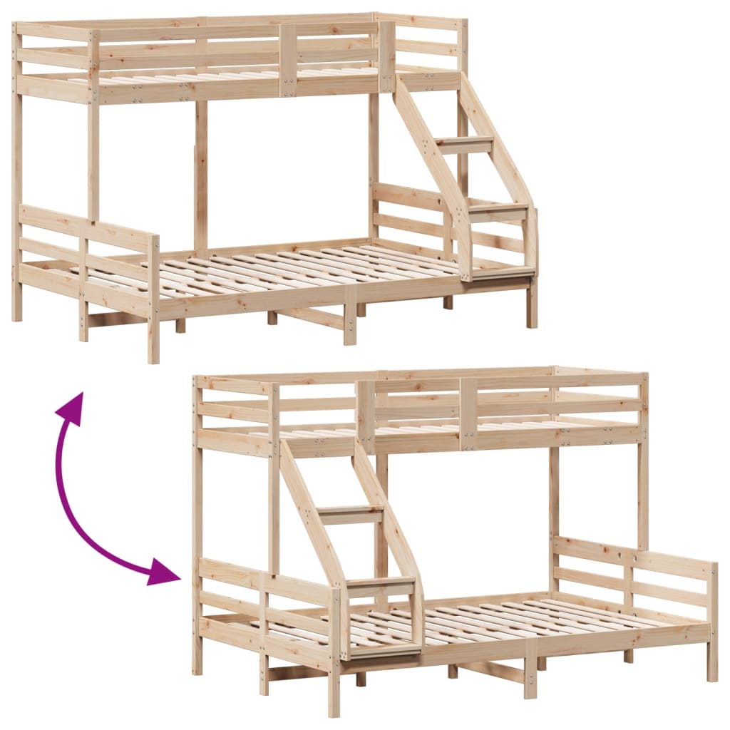Bunk Bed Without Mattress 80X200/140X200 Cm Solid Wood