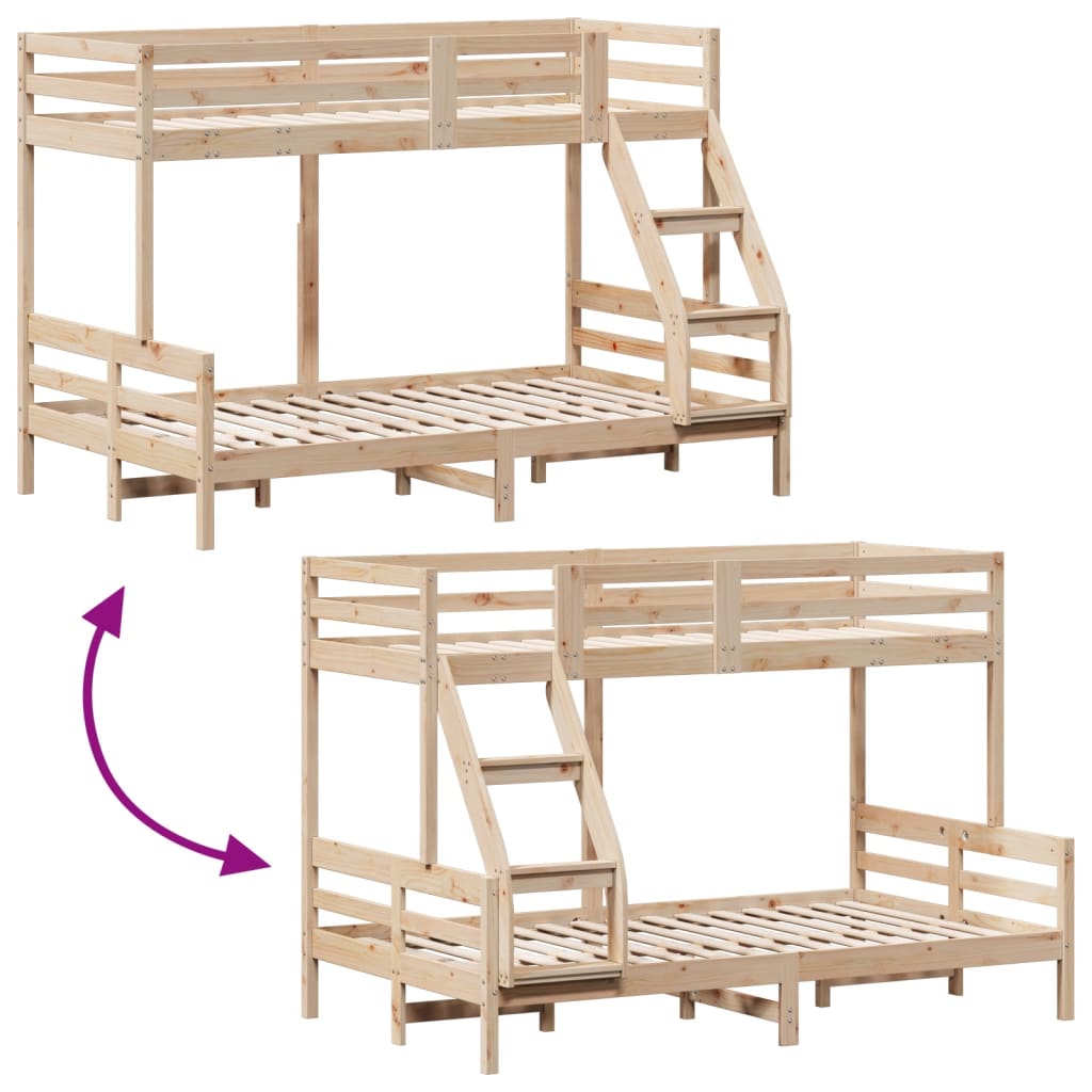 Bunk Bed Without Mattress 90X200/120X200 Cm Solid Wood