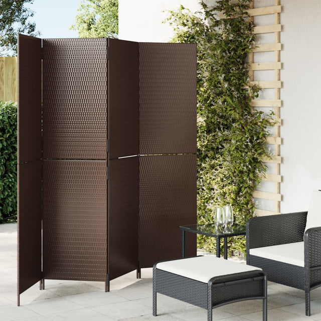 Room Divider 4 Panels Poly Rattan
