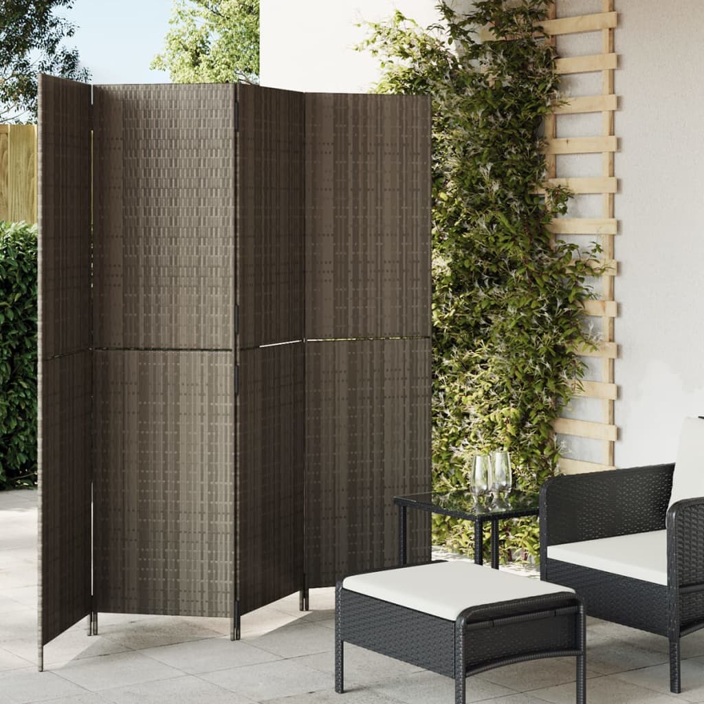 Room Divider 4 Panels Poly Rattan