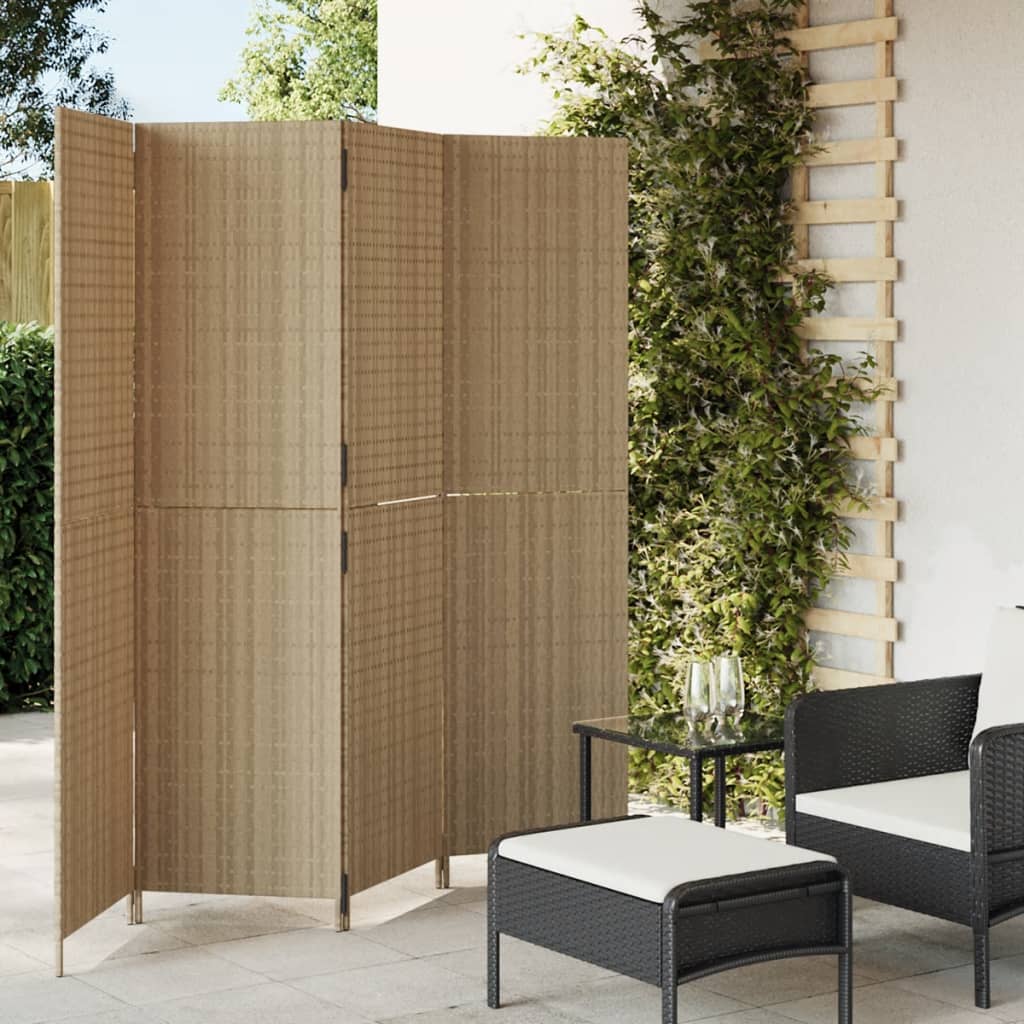 Room Divider 4 Panels Poly Rattan