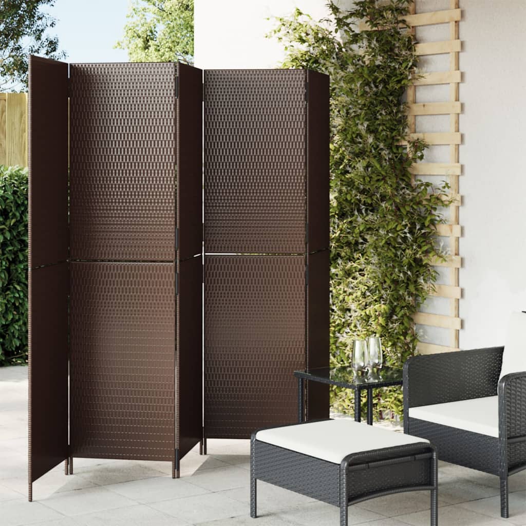 Room Divider 4 Panels Poly Rattan