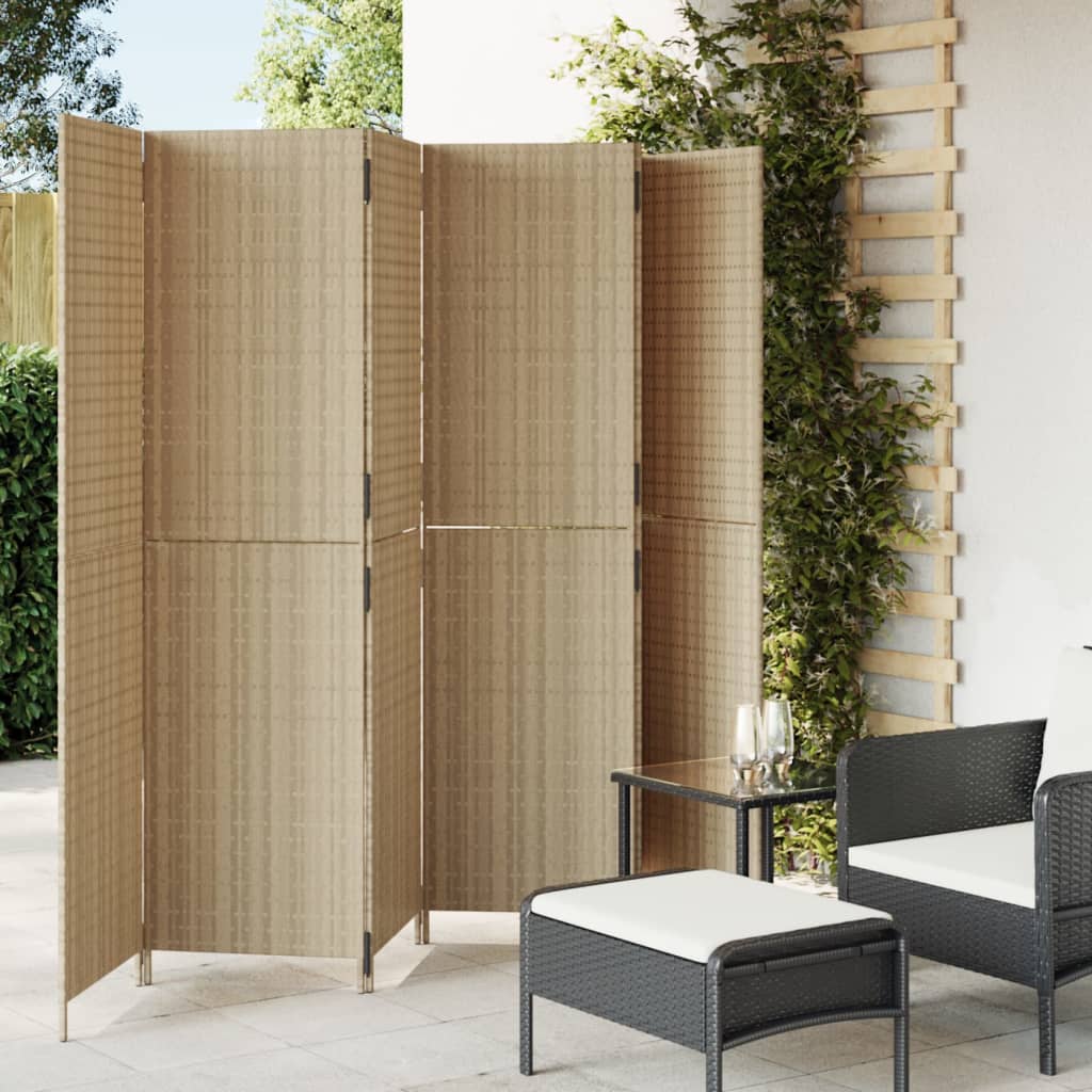 Room Divider 4 Panels Poly Rattan