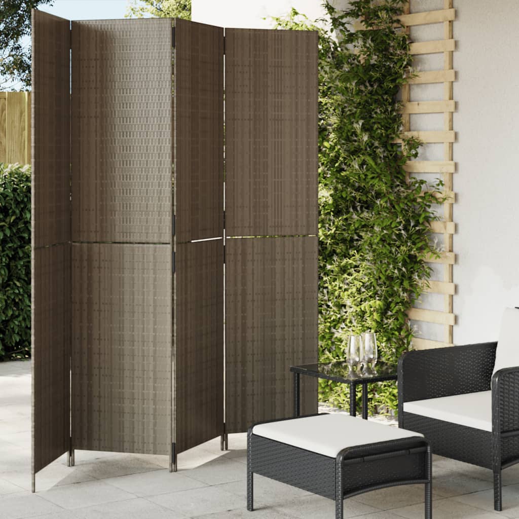 Room Divider 4 Panels Poly Rattan