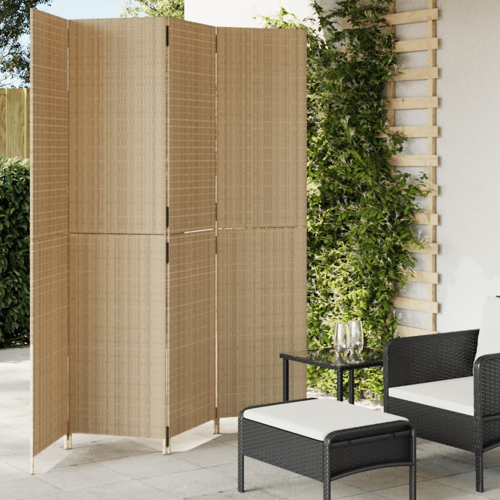 Room Divider 4 Panels Poly Rattan