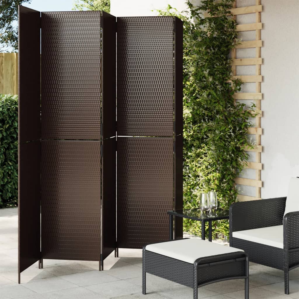 Room Divider 4 Panels Poly Rattan