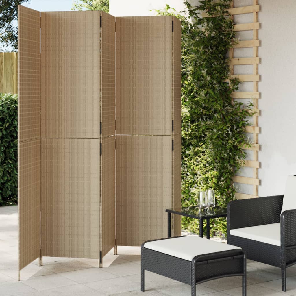 Room Divider 4 Panels Poly Rattan