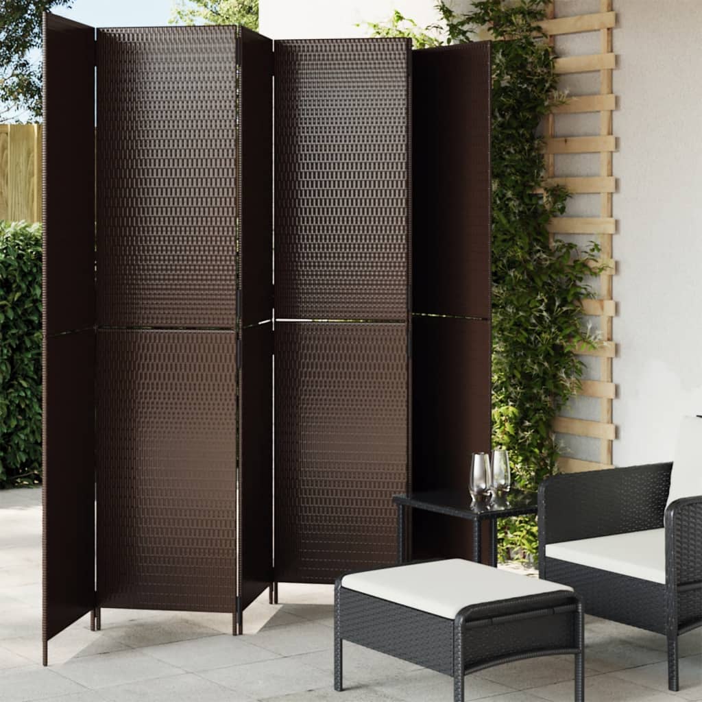 Room Divider 4 Panels Poly Rattan