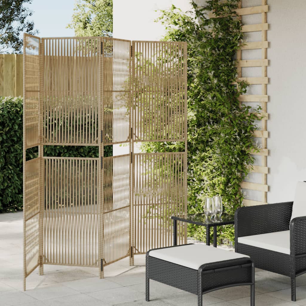 Room Divider 4 Panels Poly Rattan