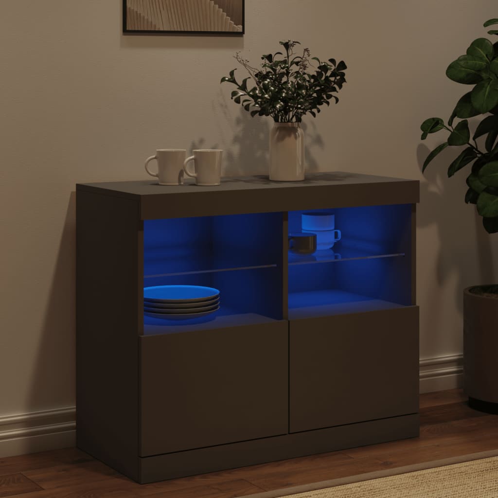 Sideboard With Led Lights 81X37X67 Cm