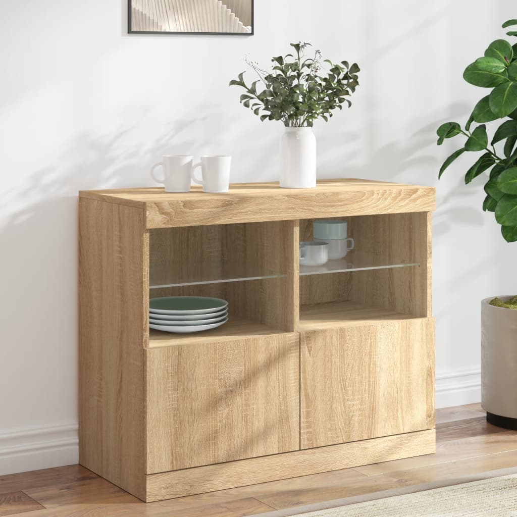 Sideboard With Led Lights 81X37X67 Cm