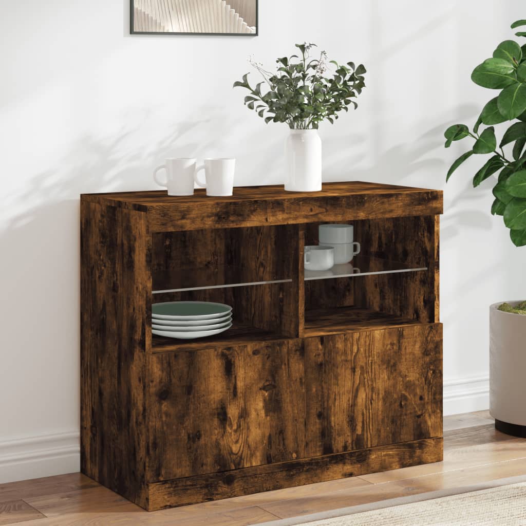 Sideboard With Led Lights 81X37X67 Cm