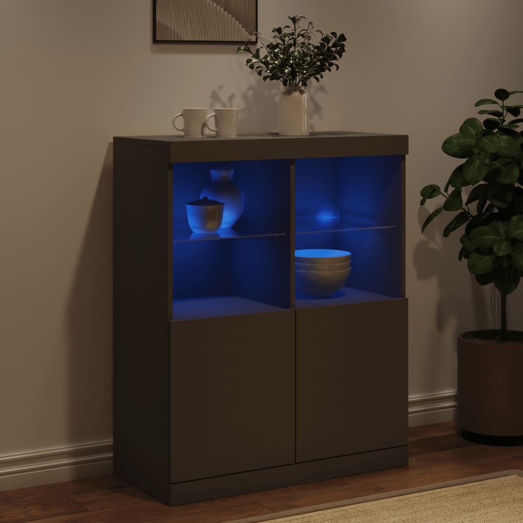 Sideboard With Led Lights 81X37X100 Cm