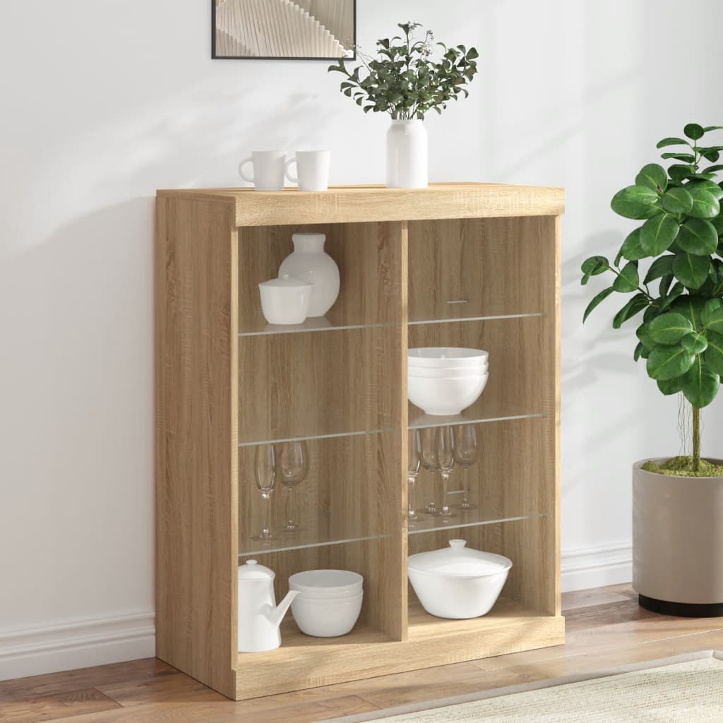 Sideboard With Led Lights 81X37X100 Cm