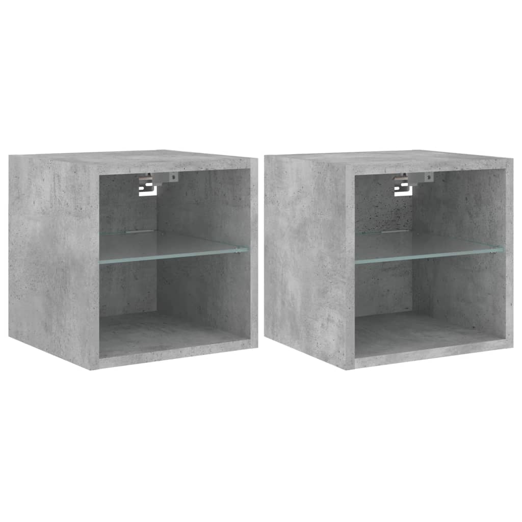 Tv Wall Cabinets With Led Lights 2 Pcs 30X28.5X Concrete Grey
