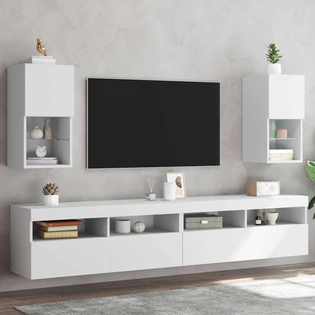 Tv Cabinet With Led Lights 30.5X30X White