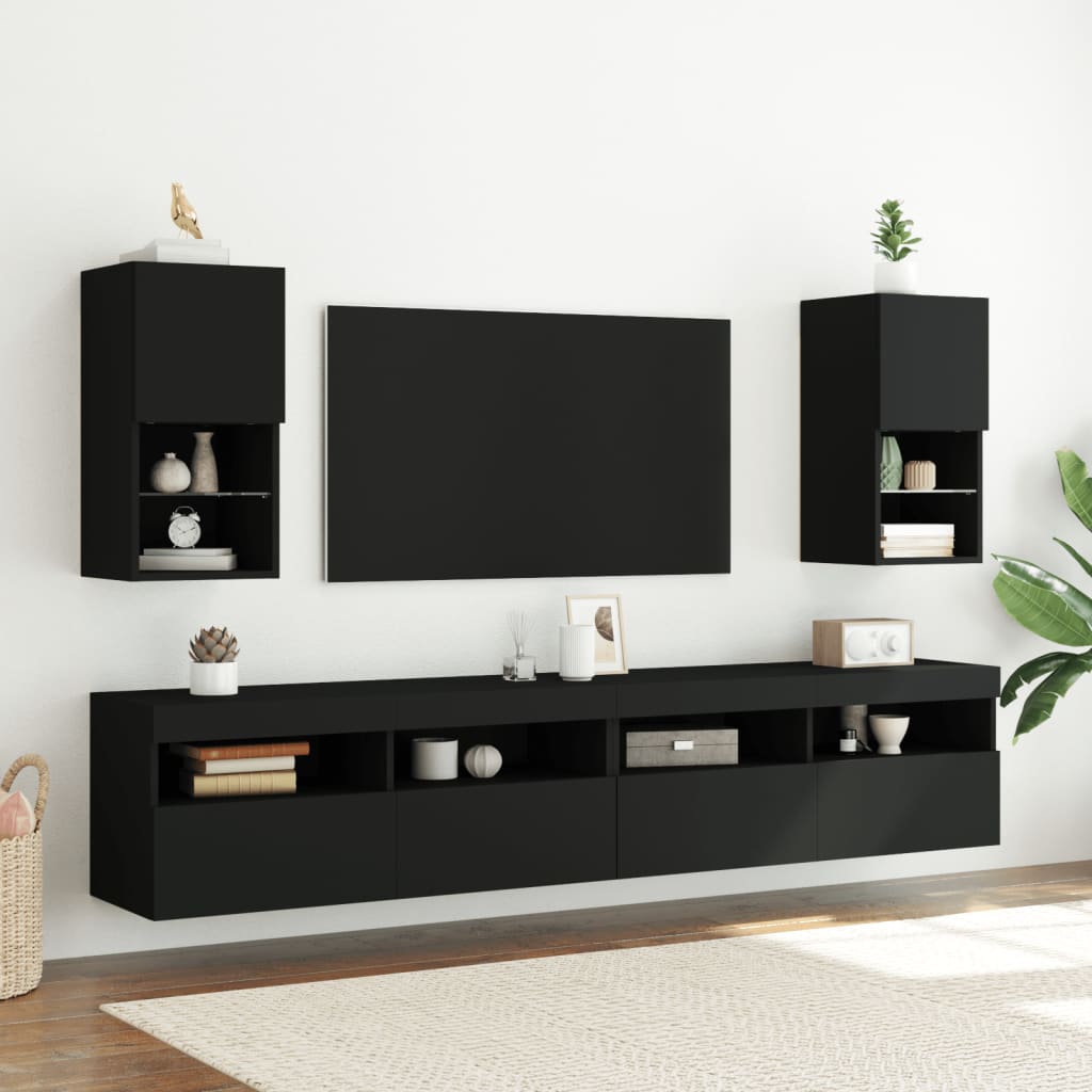 Tv Cabinet With Led Lights 30.5X30X Black