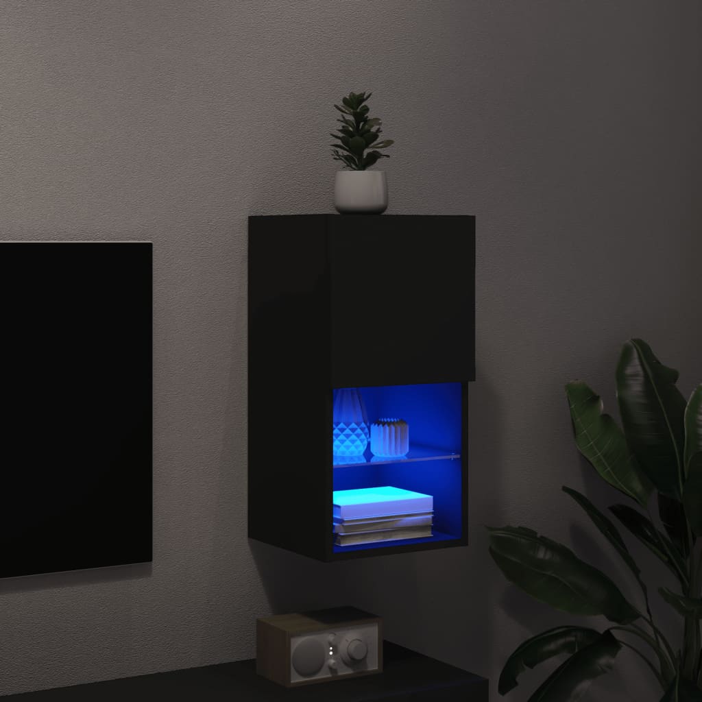 Tv Cabinet With Led Lights 30.5X30X Black