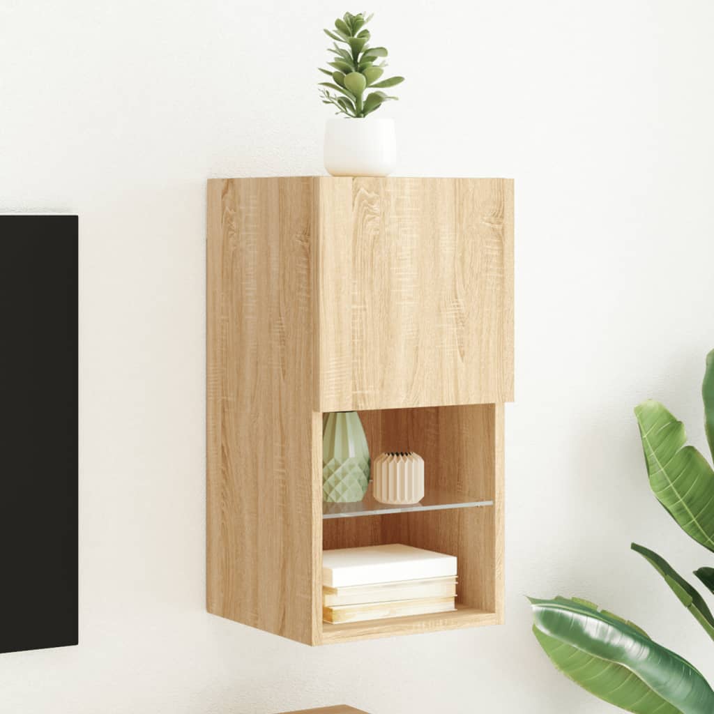 Tv Cabinets With Led Lights 2 Pcs 30.5X30X Sonoma Oak