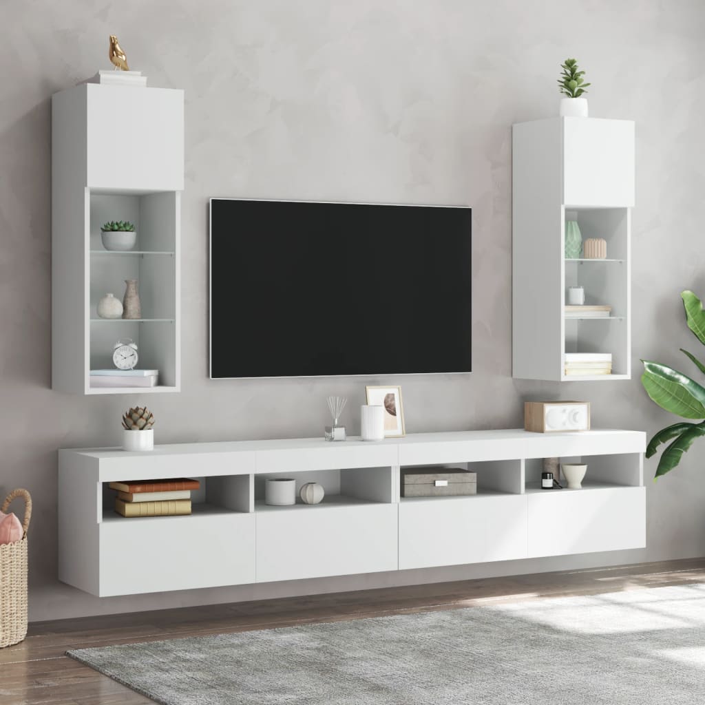 Tv Cabinet With Led Lights 30.5X30X White