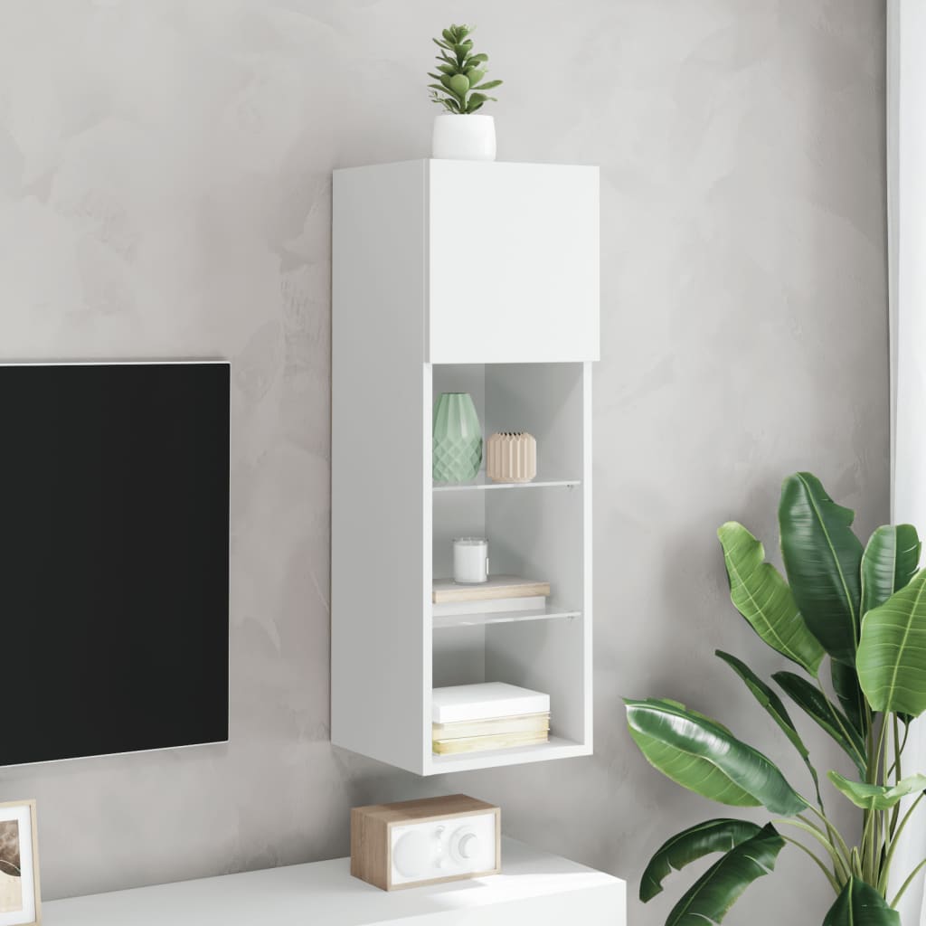 Tv Cabinet With Led Lights 30.5X30X White