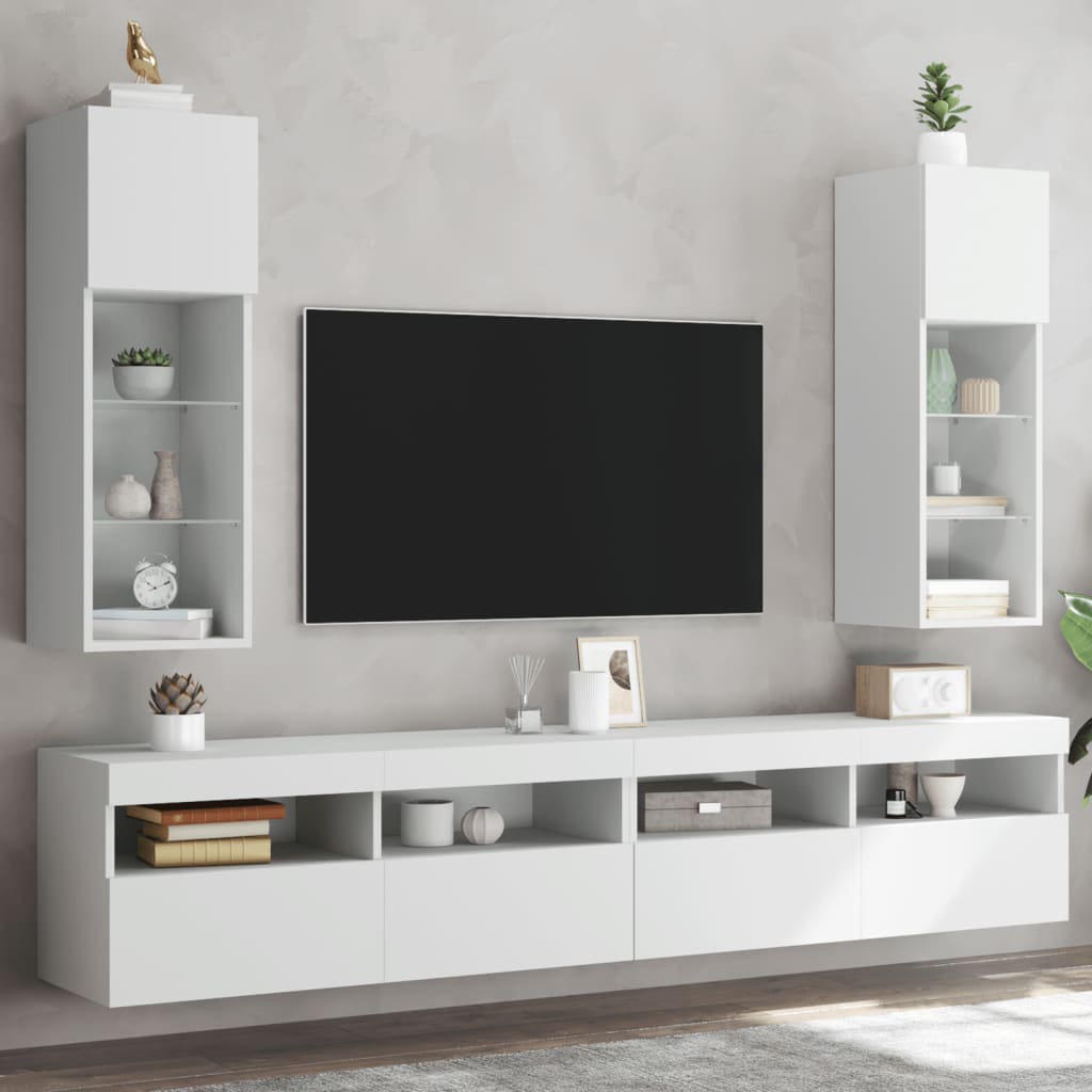 Tv Cabinet With Led Lights 30.5X30X White