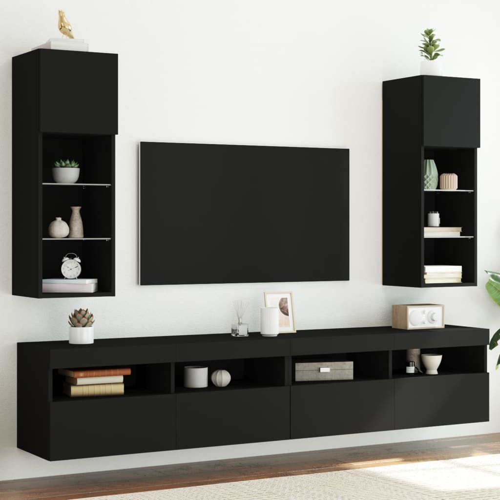 Tv Cabinet With Led Lights 30.5X30X Black