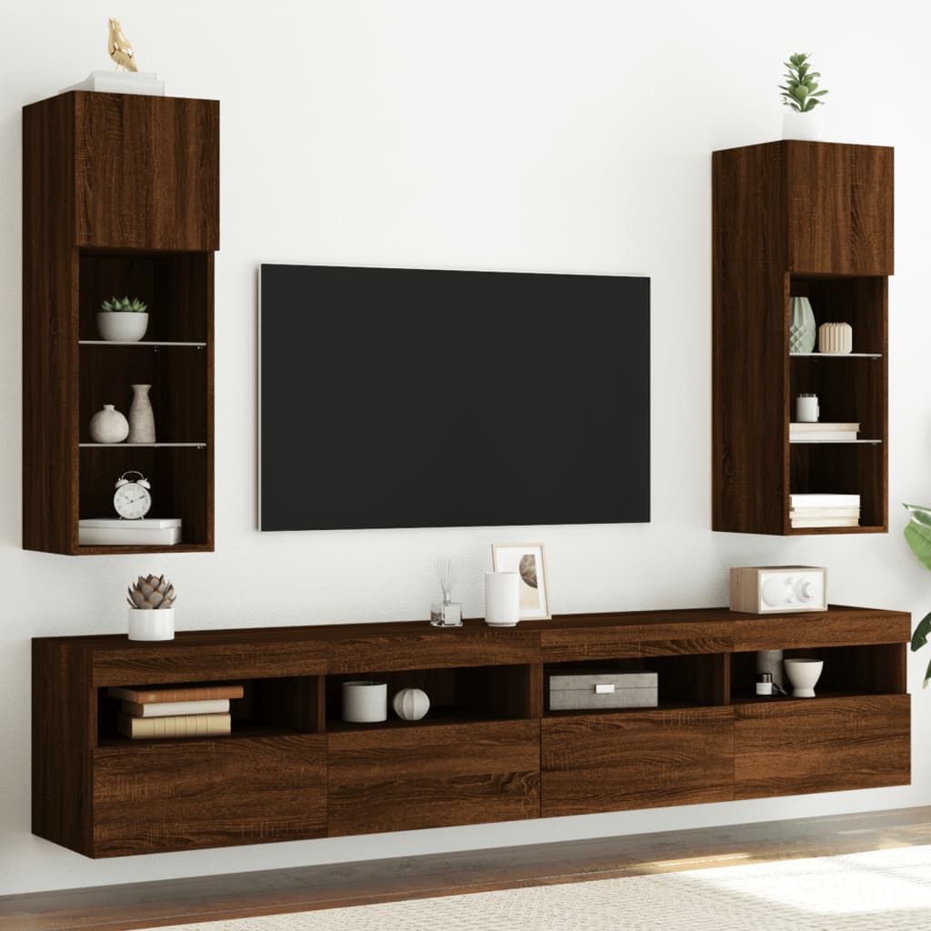 Tv Cabinet With Led Lights 40.5X30X Brown Oak