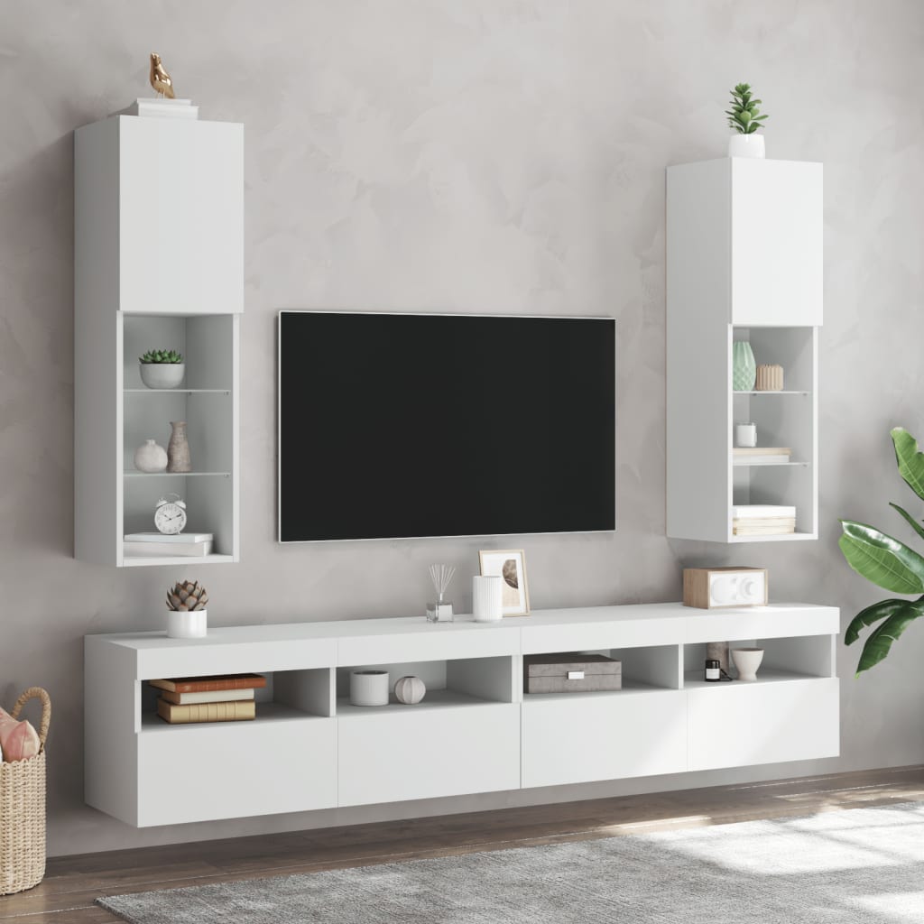 Tv Cabinet With Led Lights 30.5X30X White