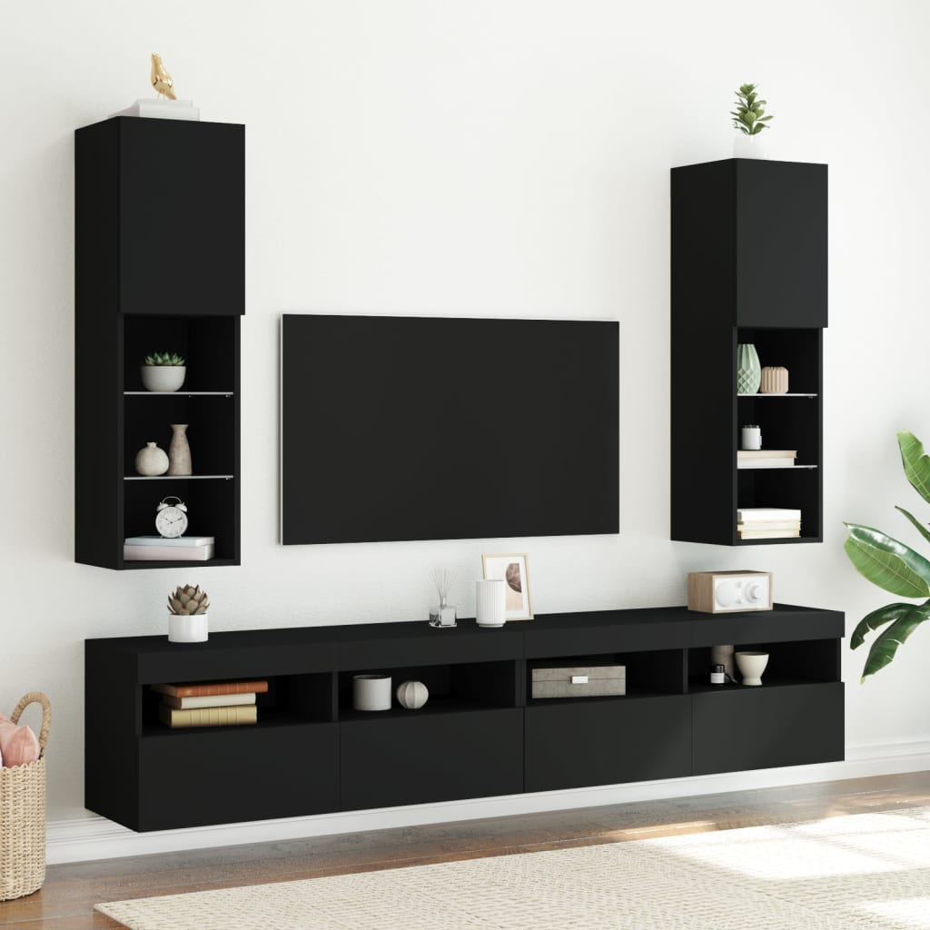 Tv Cabinet With Led Lights 30.5X30X Black