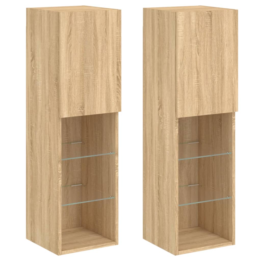 Tv Cabinets With Led Lights 2 Pcs 30.5X30X Sonoma Oak