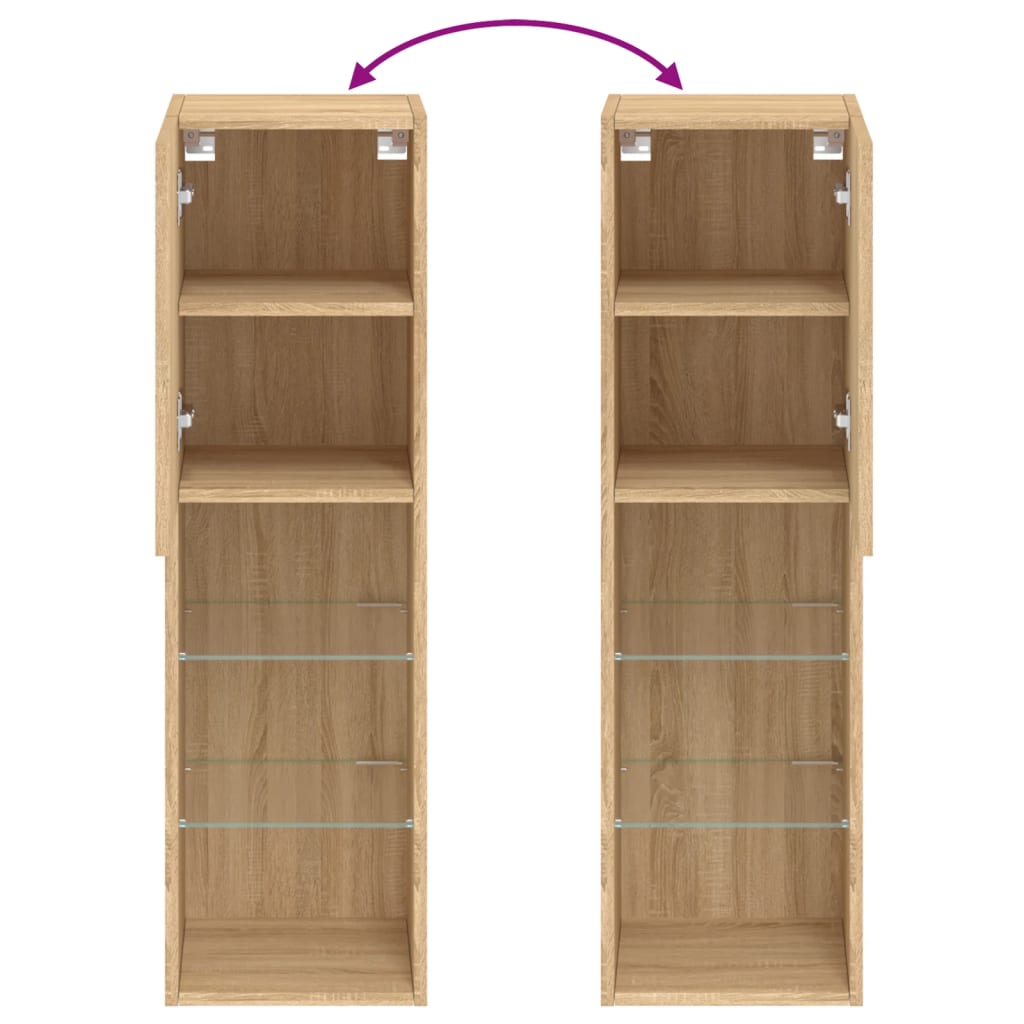 Tv Cabinets With Led Lights 2 Pcs 30.5X30X Sonoma Oak