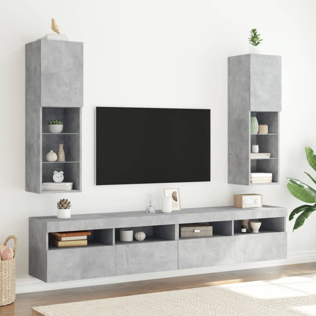 Tv Cabinet With Led Lights 40.5X30X Concrete Grey