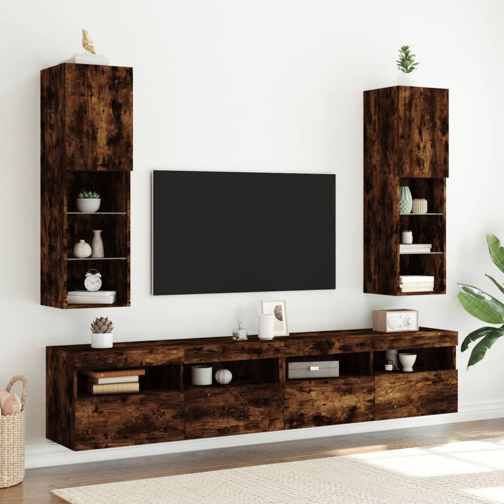 Tv Cabinet With Led Lights 40.5X30X Smoked Oak