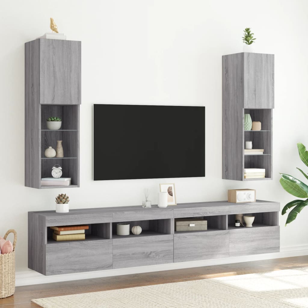 Tv Cabinet With Led Lights 40.5X30X Grey Sonoma