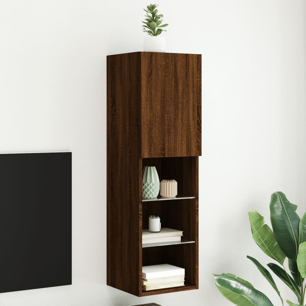 Tv Cabinet With Led Lights 40.5X30X Brown Oak