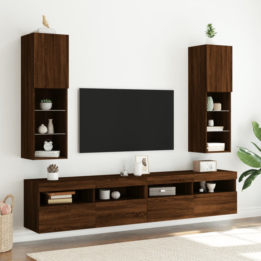Tv Cabinet With Led Lights 40.5X30X Brown Oak