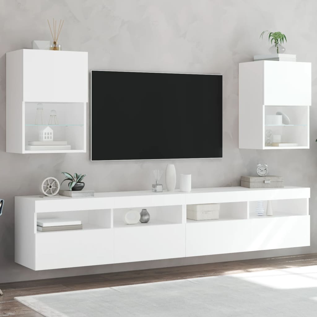 Tv Cabinet With Led Lights 30.5X30X White