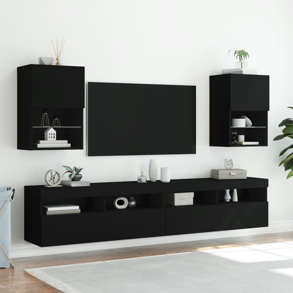Tv Cabinet With Led Lights 30.5X30X Black