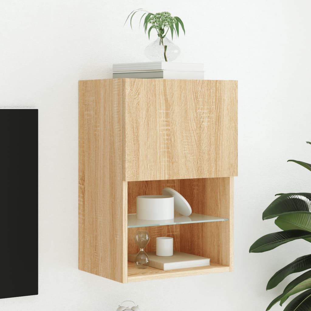 Tv Cabinets With Led Lights 2 Pcs 30.5X30X Sonoma Oak