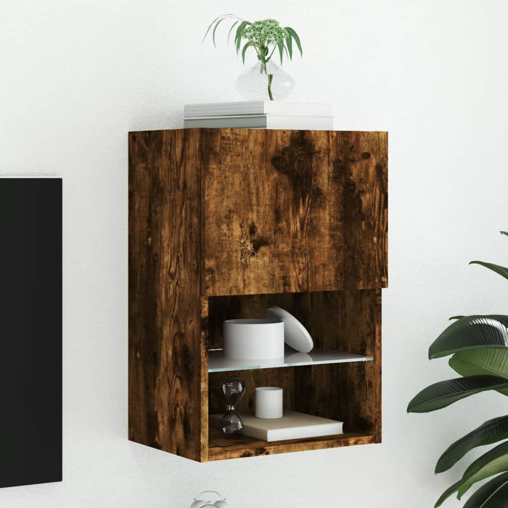 Tv Cabinet With Led Lights 40.5X30X Smoked Oak